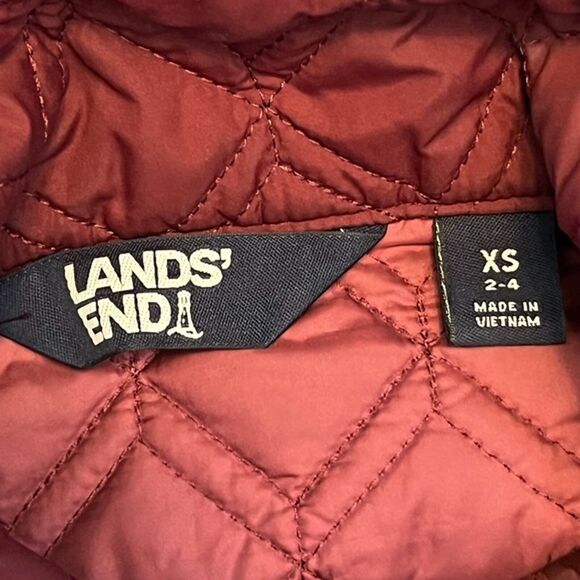 Lands End Women's Quilted Cranberry Red Puffer Vest Jacket Button Down sz XS 2-4 - Picture 15 of 16